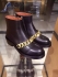 GIVENCHY LAURA LEATHER SILVER AND GOLD CHAIN ANKLE BOOTS